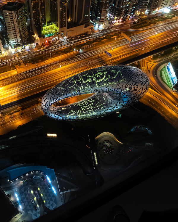 Il Museo del Futuro di Dubai dall'alto